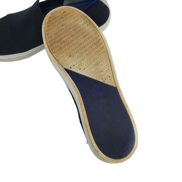 Rothys The Original Slip On Sneaker Womens 9.5 Black Blue Canvas Casual Travel - Picture 7 of 10